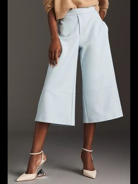 Anthropologie Maeve Faux Leather Cropped Wide-Leg Pants
